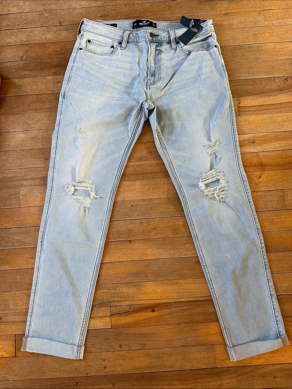 Hollister Light Blue Distressed Boyfriend Jeans - Picture 2 of 10